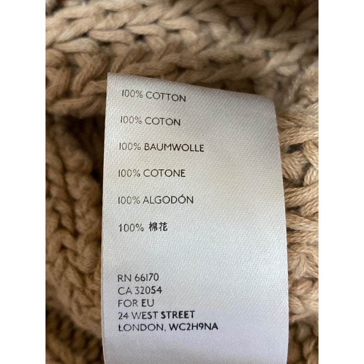 Free People Sweetheart Beige Chunky Knit Mock Neck Balloon Sleeve Sweater Top S