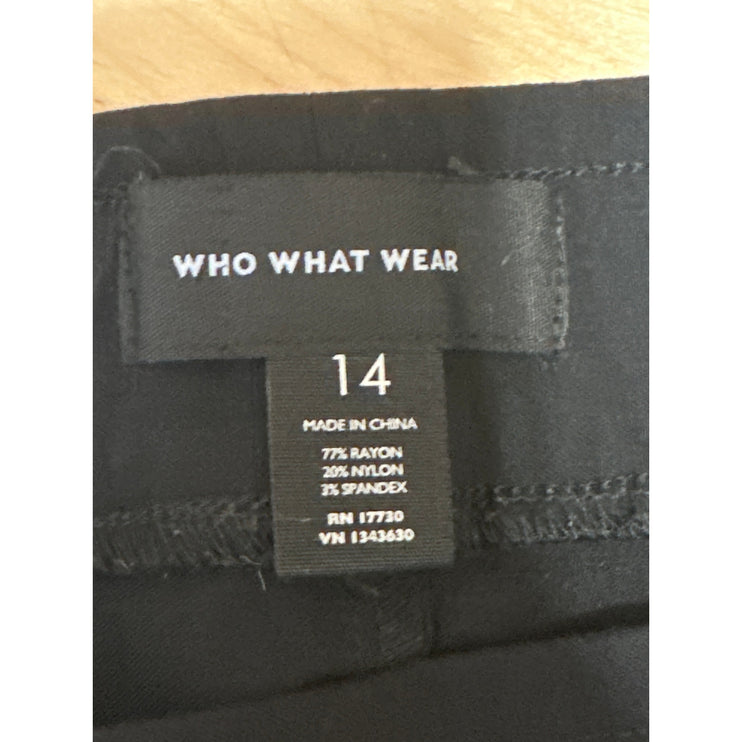 Who What Wear Women's Black High Waisted Slim Tapered Trousers Pants Size 14