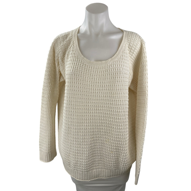 Gap Women's Cream Knit Long Sleeve Scoop Neck Relaxed Sweater Top Size XXL