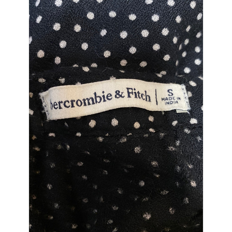 Abercrombie & Fitch Black White Polka Dots Side Slit Ruffle Slip Midi Skirt Sz S