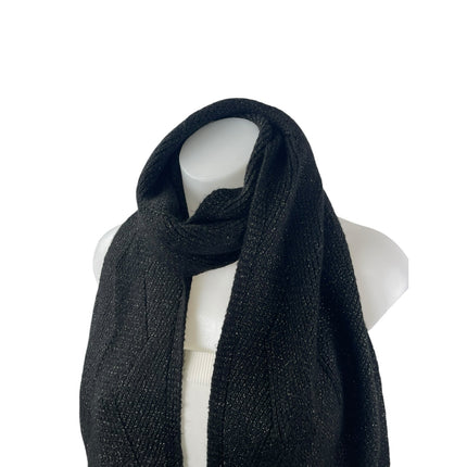 Calvin Klein Black Metallic Knit Winter Snow Shawl Wrap Neck Scarf One Size