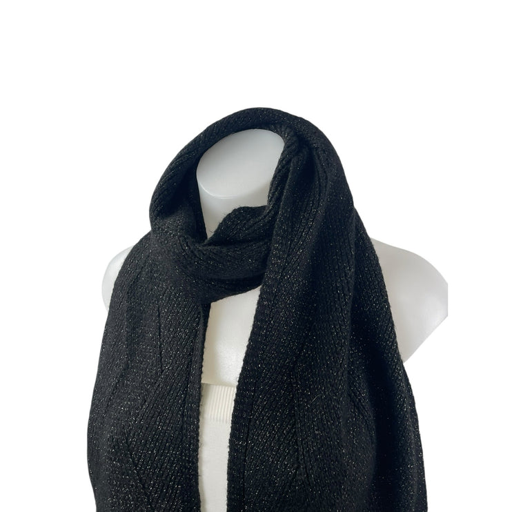 Calvin Klein Black Metallic Knit Winter Snow Shawl Wrap Neck Scarf One Size