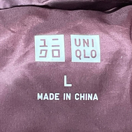Uniqlo Burgundy Long Sleeves Quilted Ultra Light Down Puffer Coat Jacket Size L