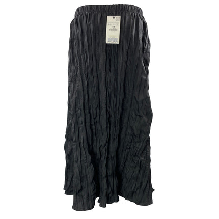 NEW Zara Women's Black Crinkled Textured Pleated Elastic Waist Maxi Skirts Sz S