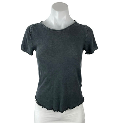 Free People We The Free Be My Baby Short Sleeve Lettuce Hem Tee T-Shirt Top XS
