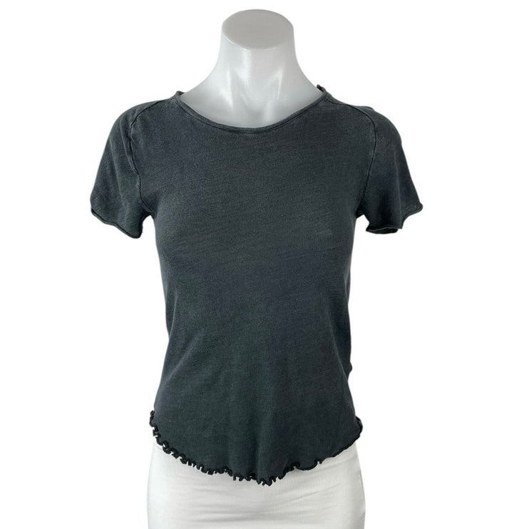 Free People We The Free Be My Baby Short Sleeve Lettuce Hem Tee T-Shirt Top XS