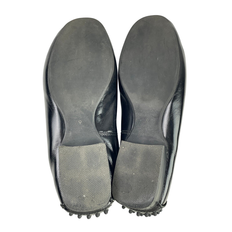 Jeffrey Campbell Black Gathered Leather Classic Moccasin Penny Flat Loafers Sz 9