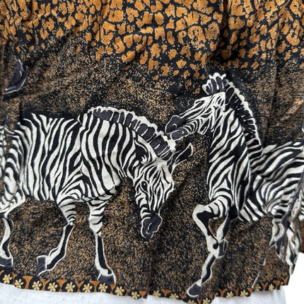 Vintage Karin Stevens Tan Zebra Graphic Print Long Sleeve Button Down Shirt 6