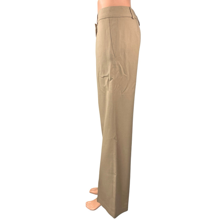 Chloe Women's Tan Mid Rise Career Ankle Wide Leg Trouser Dress Pants Size 6