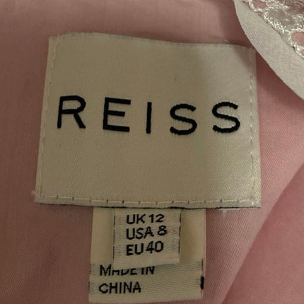 Reiss Anise Pink White Lace Short Sleeve Scalloped Mini Sheath Dress Size 8