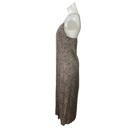 MNG Mango Beige Leopard Animal Print Sleeveless Slit Cami Tank Midi Dress Size 6