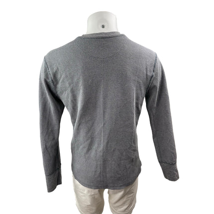 Men's Gray Textured Knit Long Sleeve Crew Neck Basic T Shirt Tee Top Size XL