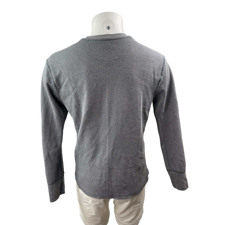 Men's Gray Textured Knit Long Sleeve Crew Neck Basic T Shirt Tee Top Size XL