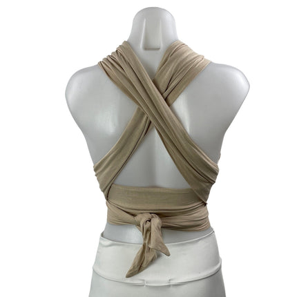 Verge Girl Beige Crossover Strappy Halter Cross Back Sleeveless Crop Top Size 6