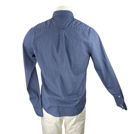 IZOD Saltwater Men's Blue Long Sleeve Button Down Pocket Dress Shirt Top Size M