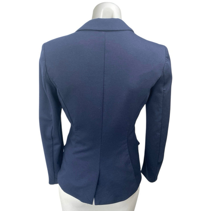 H&M Women's Blue Long Sleeve Single Button Notch Blazer Coat Suit Jacket Size 4