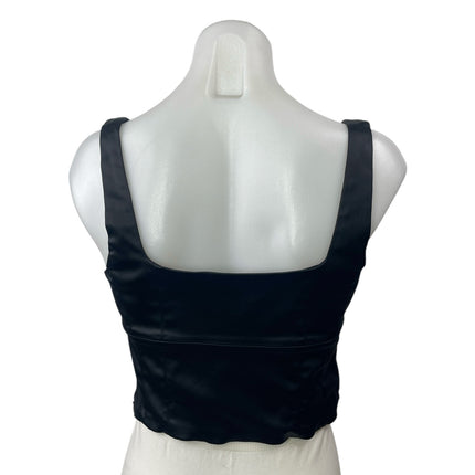 Aritzia Wilfred Shine Satin Bustier Black Square Neck Sleeveless Crop Tank Top M