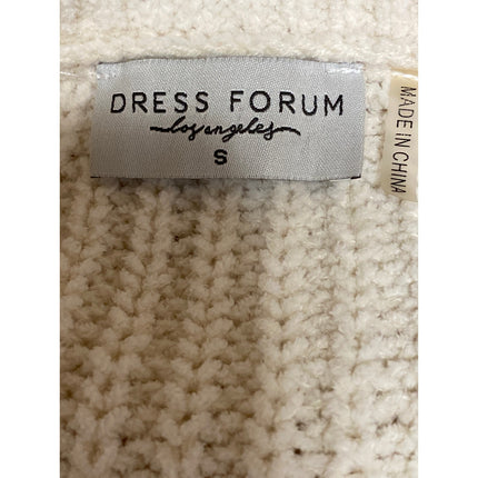 Dress Forum Womens Ivory Ripped Frayed Long Sleeve Crop Sweatshirt Sweater Top S