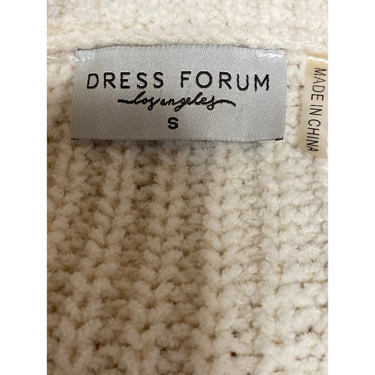 Dress Forum Womens Ivory Ripped Frayed Long Sleeve Crop Sweatshirt Sweater Top S