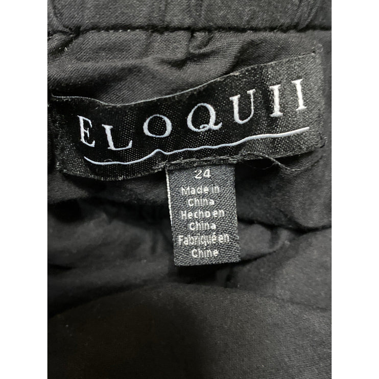 Eloquii Black Off The Shoulder Strapless Bandeau Balloon Peplum Blouse Top Sz 24