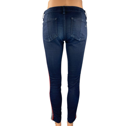 Rag & Bone Raja Midnight Blue Skinny Embroidered Low Waist Denim Jeans Pants 25