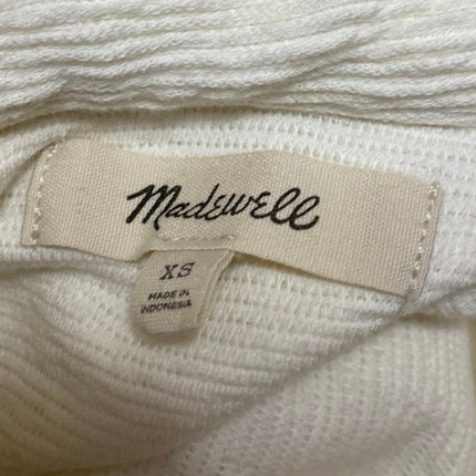 Madewell Women's Cream Ribbed Knit Polo Collar Long Sleeve Sweater Top Size XS