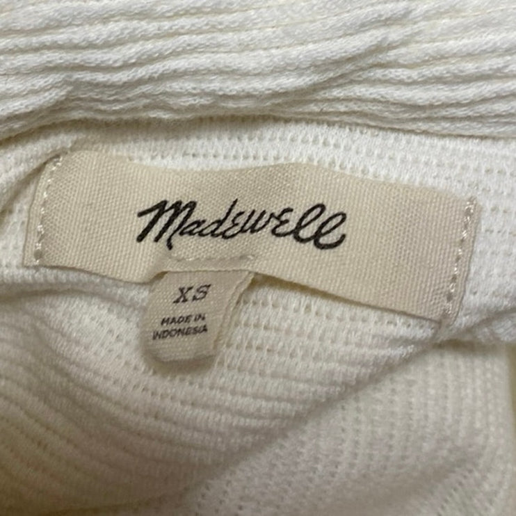 Madewell Women's Cream Ribbed Knit Polo Collar Long Sleeve Sweater Top Size XS