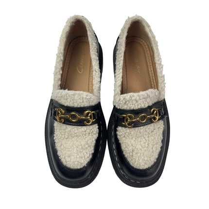 Circus By Sam Edelman Eileen Black Sherpa Slip On Chunky Platform Loafer Shoes 7