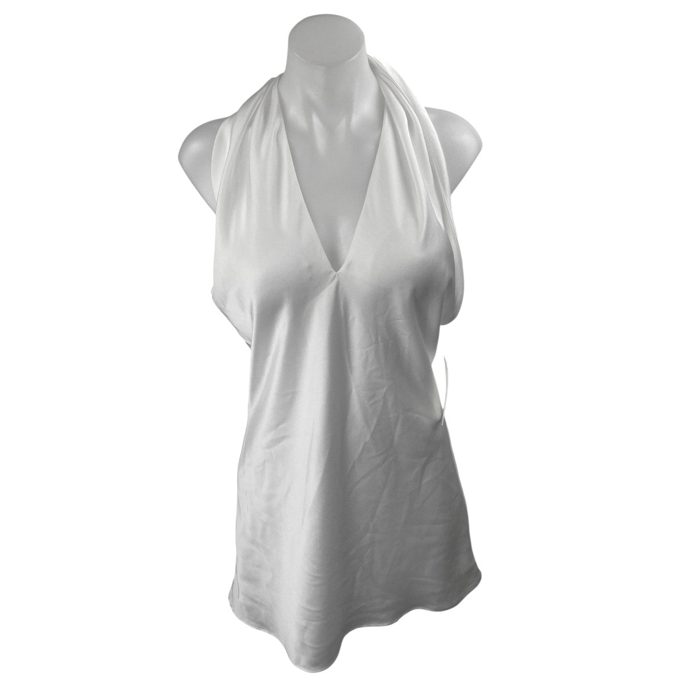 NEW Show Me Your Mumu White Silk Satin Halter Open Back Mini Slip Dres   Brie