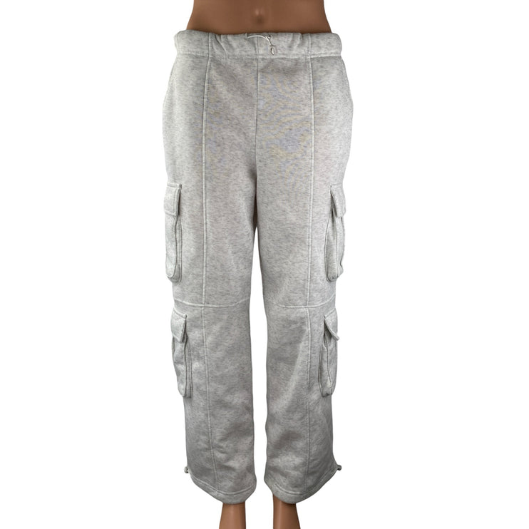 Better Together Women's Light Gray High Rise Wide Leg Cargo Sweat Pants Size M