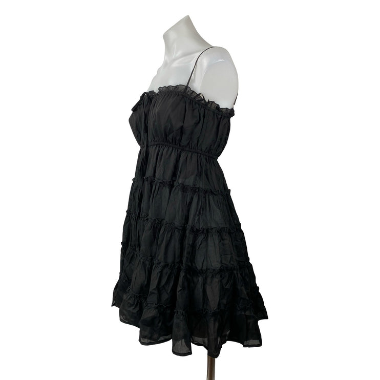 Aqua Womens Black Ruffled Tiered Sleeveless Mini Cami Tank Flare A-Line Dress XS