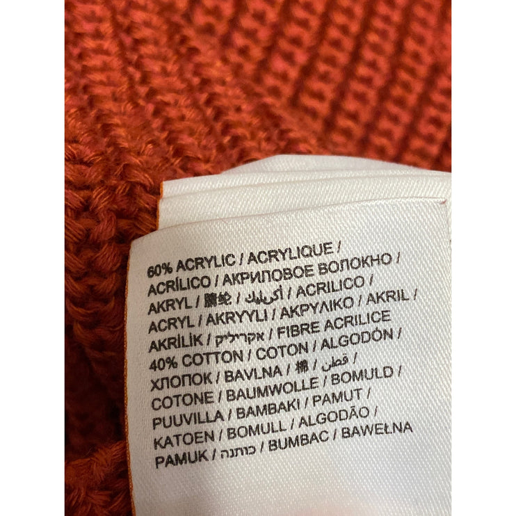 Super Dry Women's Rust Coral Ribbed Knit V Neck Long Sleeve Sweater Top Size 8