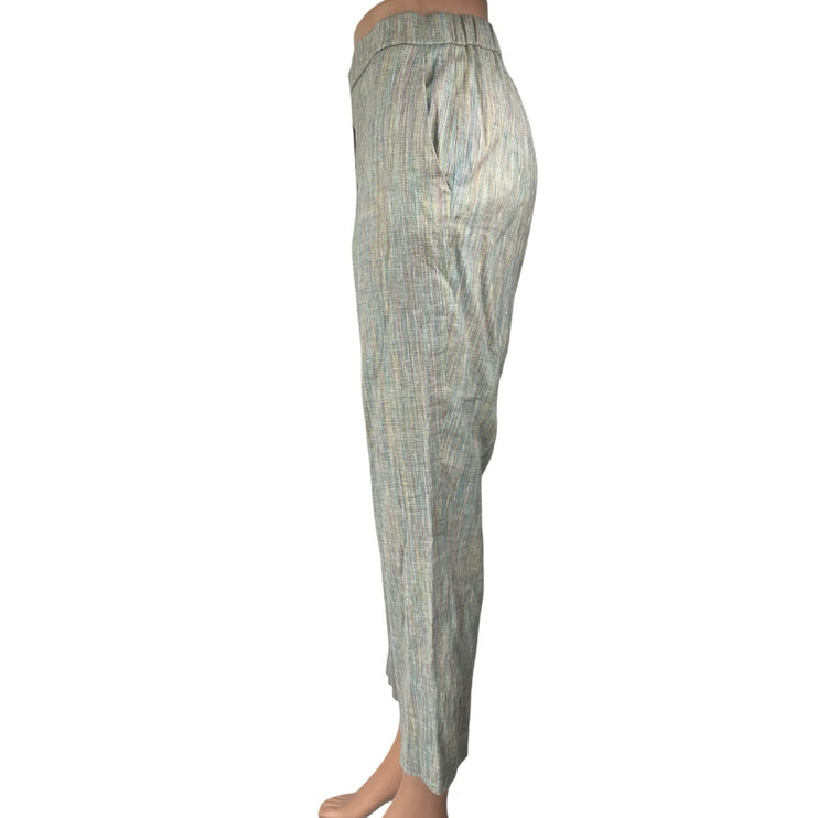 Theory Treeca Multicolor Linen Striped Mid Rise Straight Leg Trousers Pants 10