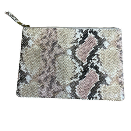 Madewell The Snake Embossed Leather Zip Cards Pouch Clutch Wristlet Wallet OS