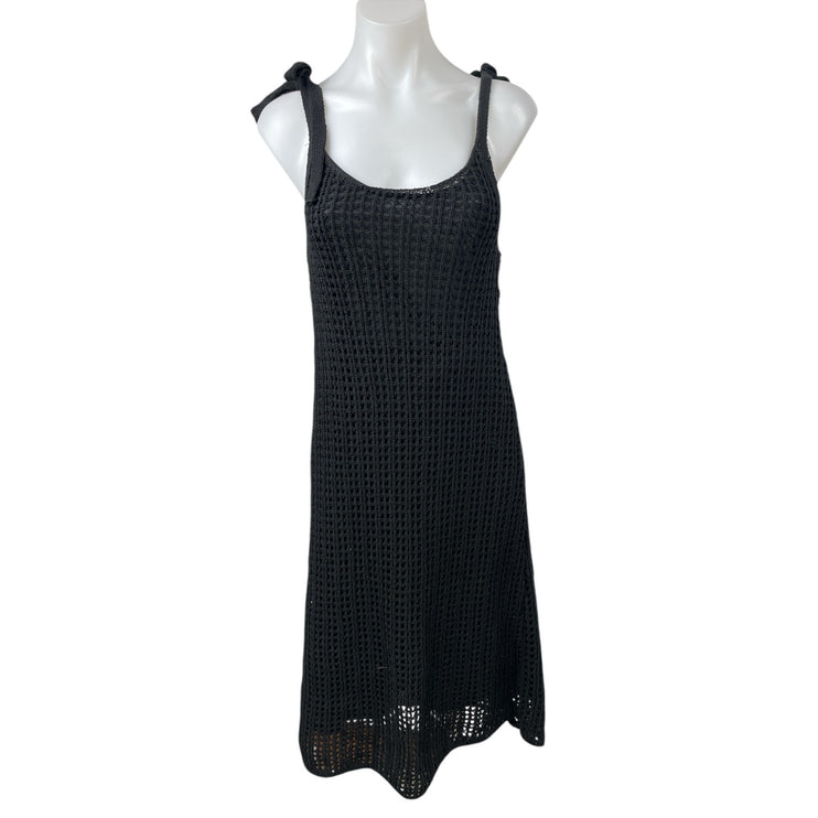 ZARA Black Crochet Knit Sleeveless Cami Camisole Mini A-line Tank Dress Size S