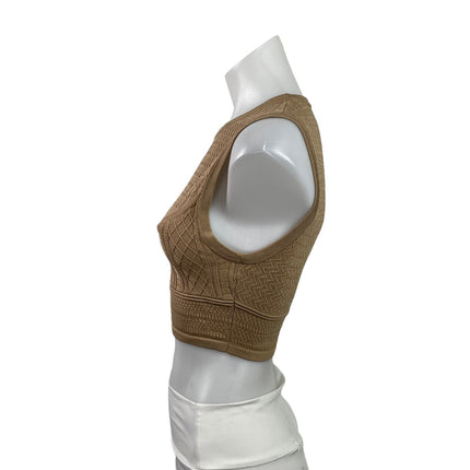 Aritzia Babaton Womens Brown Sleeveless Eyelet Crop Sweater Tank Vest Top Size M