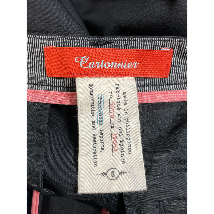 Anthropologie Cartonnier Women's Black Blue Jacquard Panel Trousers Pants Size 0