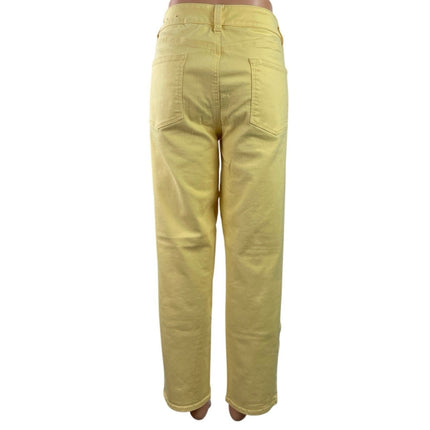 Talbots Women's Yellow High Waisted Straight Leg Boyfriend Denim Jeans Pants 14