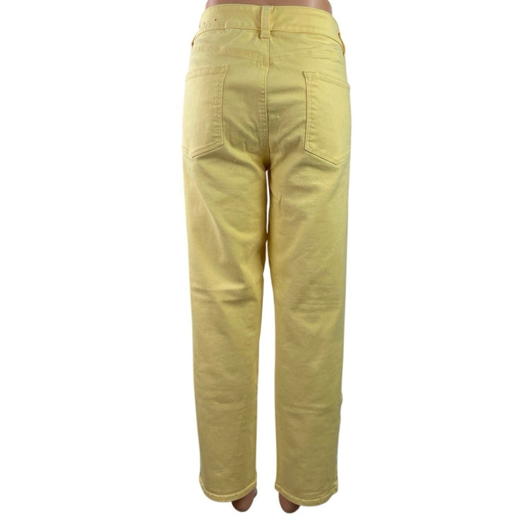 Talbots Women's Yellow High Waisted Straight Leg Boyfriend Denim Jeans Pants 14