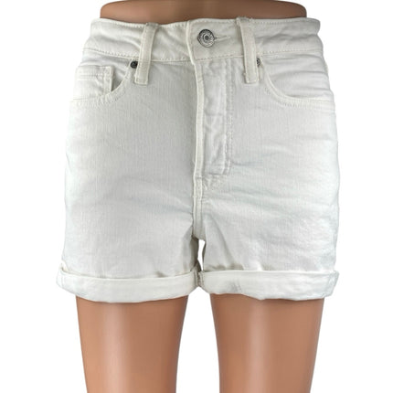 Old Navy High Rise OG Straight Women's White Cuffed Denim Jean Shorts Size 0