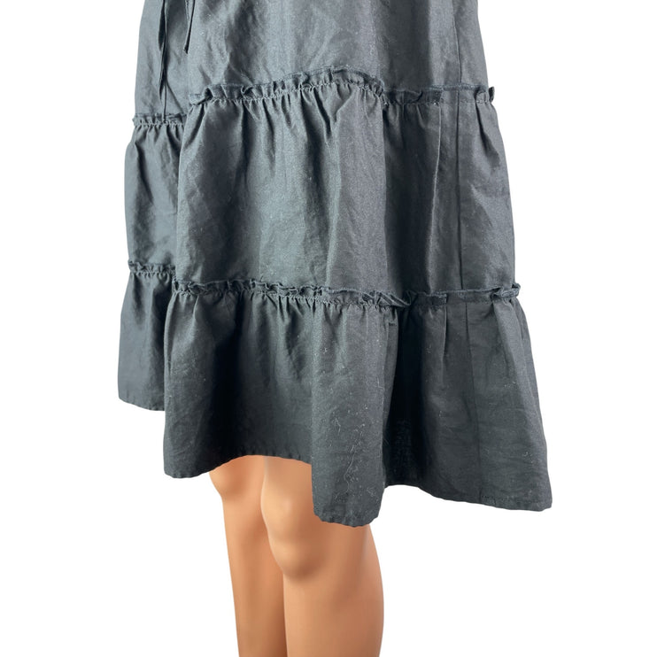 Aritzia Sunday Best Black High Waisted Tiered Ruffle A Line Mini Skirt Size L
