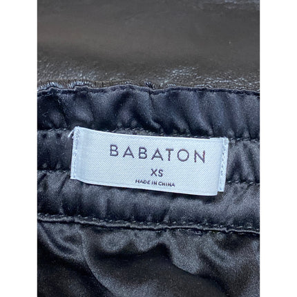 Aritzia Babaton Black Faux Vegan Leather Elastic Waist Mini Pencil Skirt Size XS