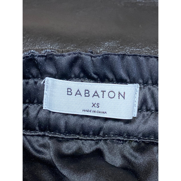 Aritzia Babaton Black Faux Vegan Leather Elastic Waist Mini Pencil Skirt Size XS