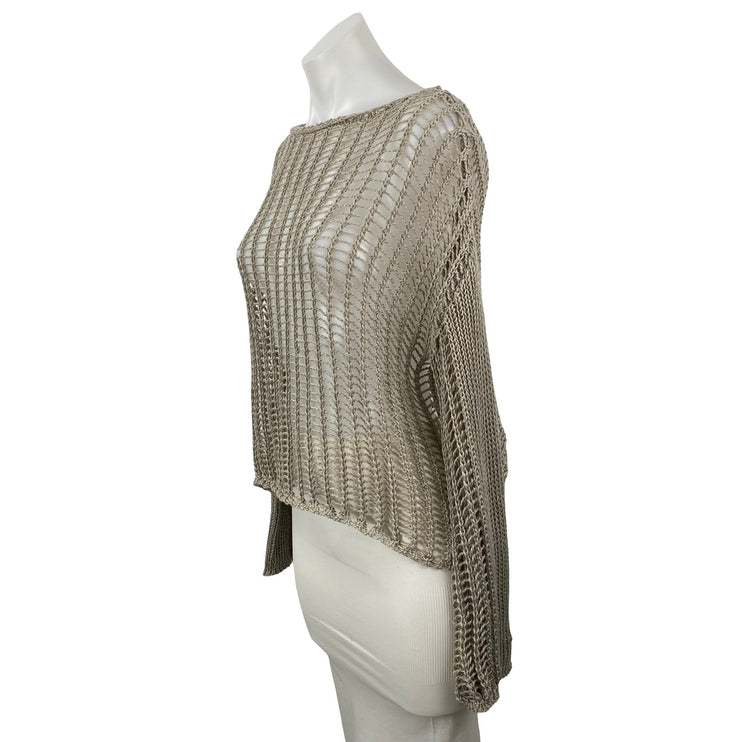 Princess Polly Beige Open Knit Sheer Long Sleeve Layering Cover Up Sweater Top S
