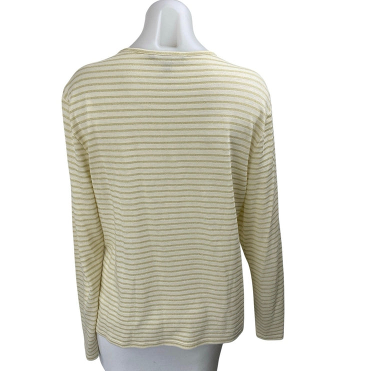 Lauren Ralph Lauren Women's Yellow Striped Long Sleeve T Shirt Tee Top Size XL