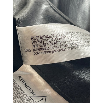 Zara Black Faux Vegan Leather Low Rise Double Belt Mini Flare A-Line Skirt Sz L
