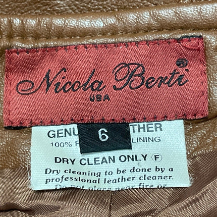 Nicola Berti Women's Brown 100% Leather High Rise Wide Leg Trousers Pants Size 6
