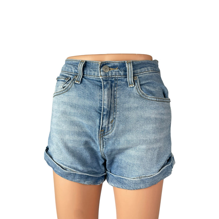 Levi's Women's Blue Cuffed High Waisted Medium Wash Denim Jean Shorts Size 26
