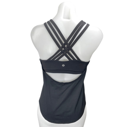 Lululemon Black Sleeveless Built In Sports Bra Yoga Athletic Tank Top Size 2