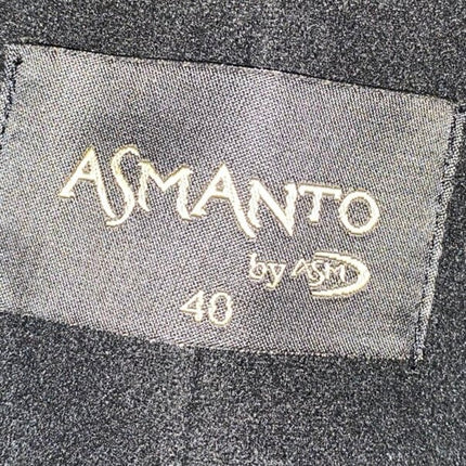 ASM Asmanto Black Zip Up Long Sleeve Wide Collar Belted Trench Coat Jacket Sz 8